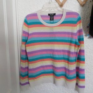 Lord & Taylor 100% Cashmere Striped Sweater NWT L